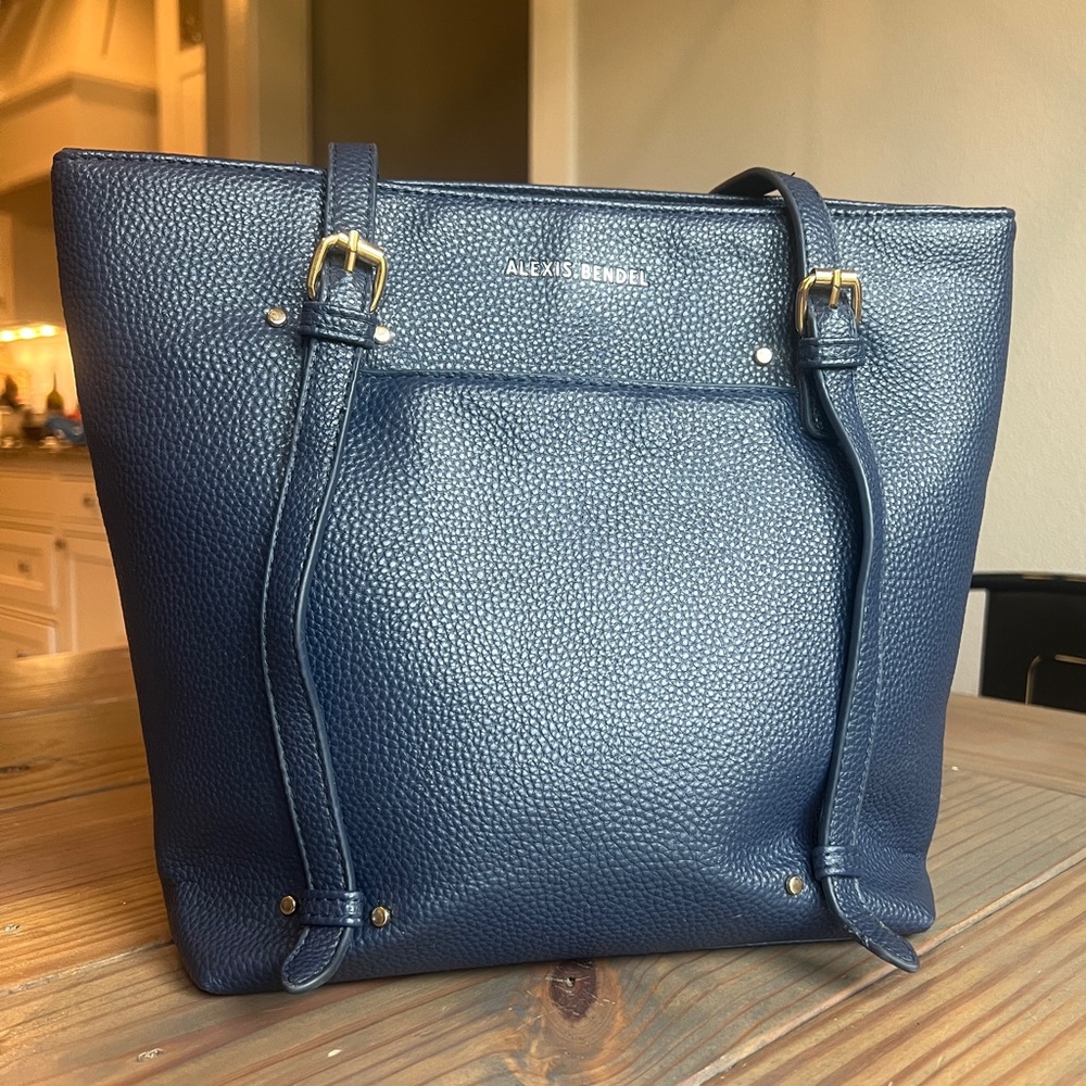 Alexis Bendel Navy Women’s Vegan Leather Chic Tote Handbag Purse